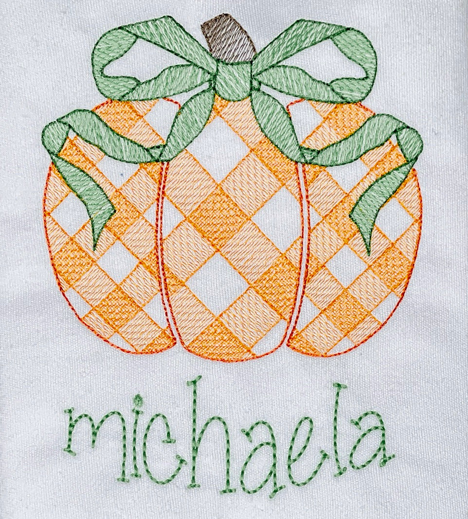 Gingham Pumpkin with Bow Sketch
