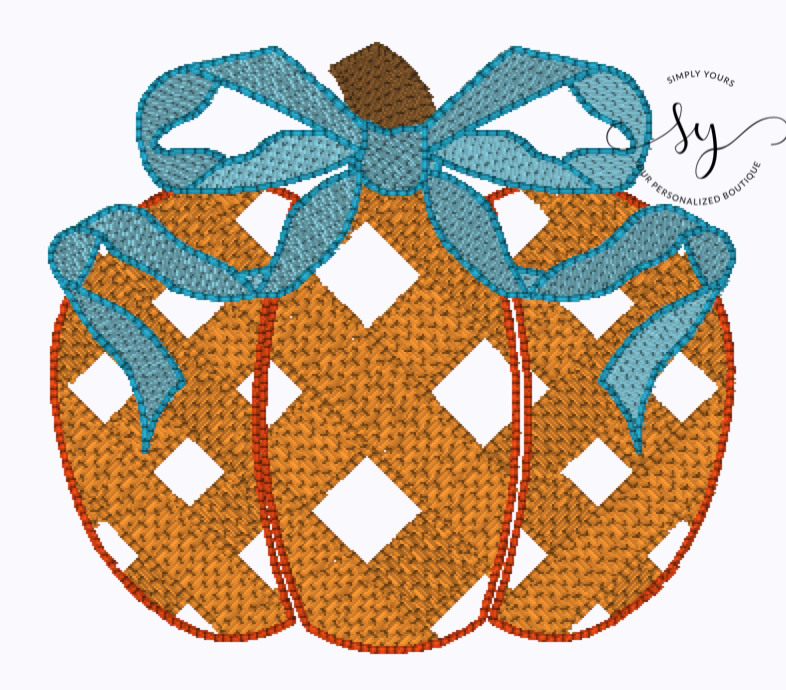 Gingham Pumpkin with Bow Sketch - Main Image