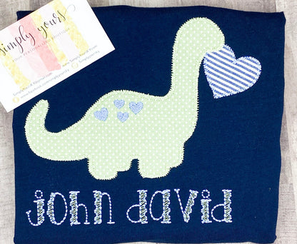 Dinosaur with Heart Applique Shirt