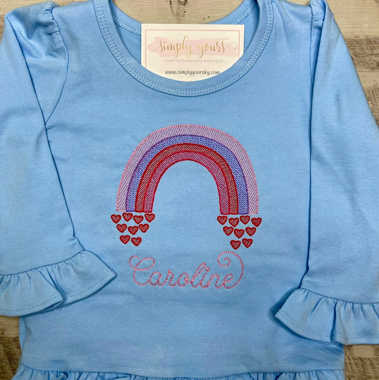 Valentine Sketch Embroidery Rainbow Shirt