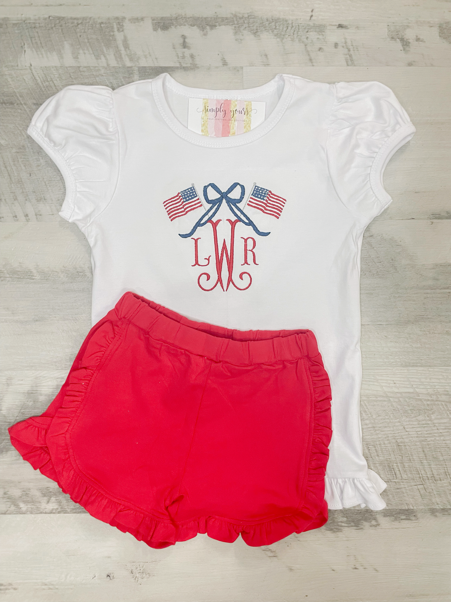 American Flag Bow Monogram Shirt