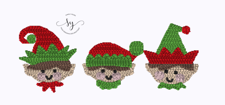 Christmas Boy Elf Trio Embroidery Design Option