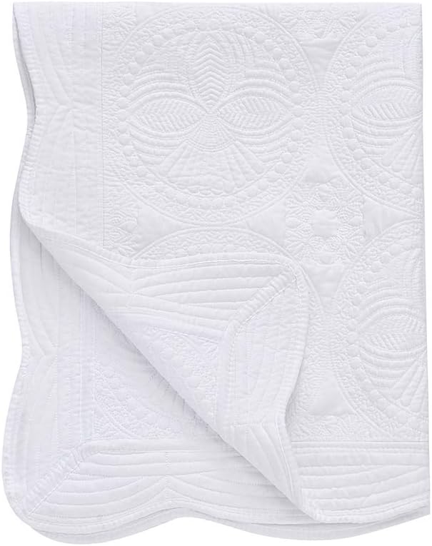 Baby Quilt Blanket - White Scalloped Trim