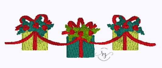 Christmas Present Trio Embroidery Design Option