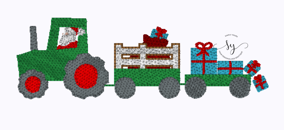 Christmas Santa Tractor Embroidery Design Option