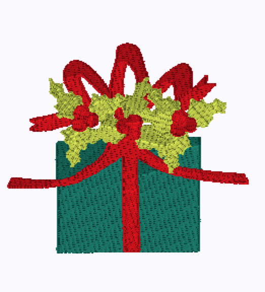 Christmas Present Single Embroidery Design Option