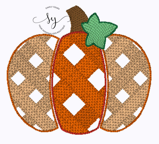 Gingham Pumpkin with Leaf Sketch