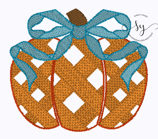 Gingham Pumpkin with Bow Sketch