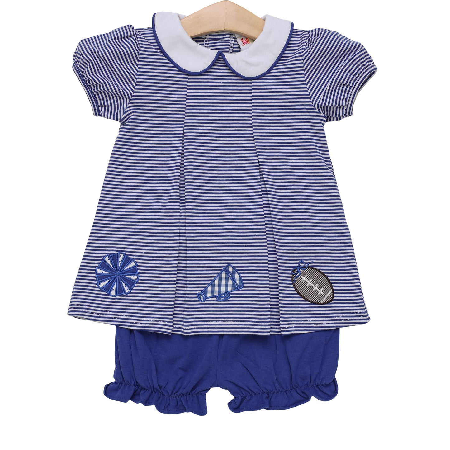 GameDay Pleat Bloomer Set with Appliques Royal Blue