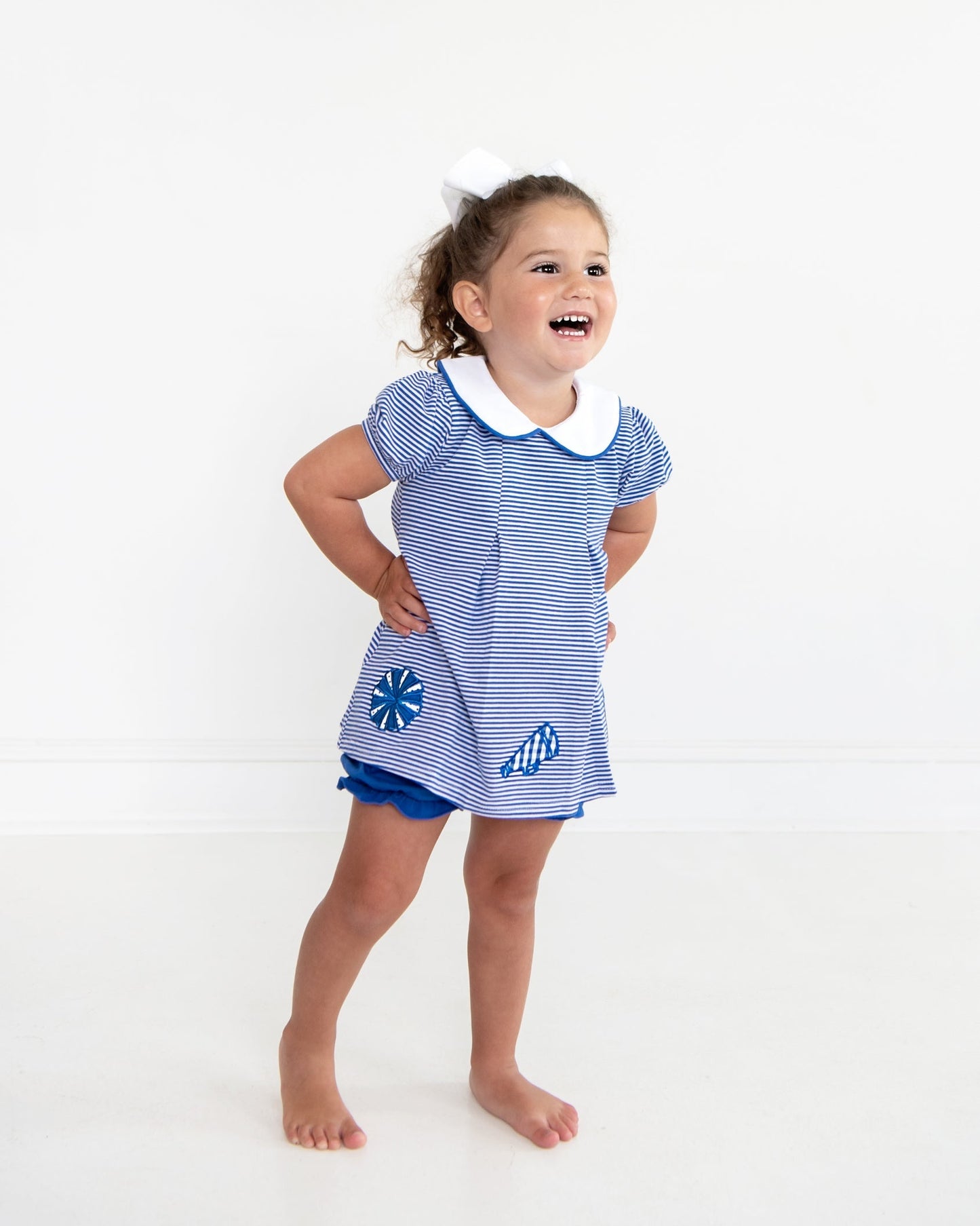 GameDay Pleat Bloomer Set with Appliques Royal Blue