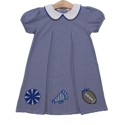 GameDay Pleat Dress with Applique Royal Blue