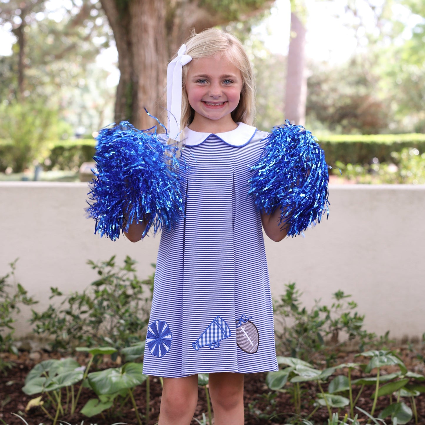 GameDay Pleat Dress with Applique Royal Blue