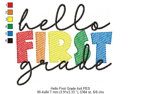 Back To School Hello First Grade Embroidered Shirt