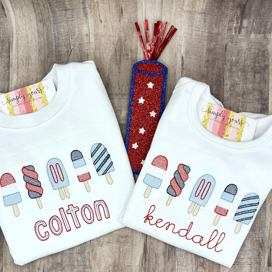 Patriotic Popsicles Embroidered Shirt