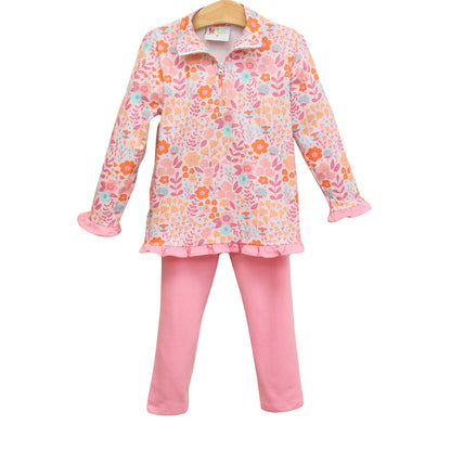 Poppy Floral Ruffle Pullover Pants Set - Children's Floral Pants Set