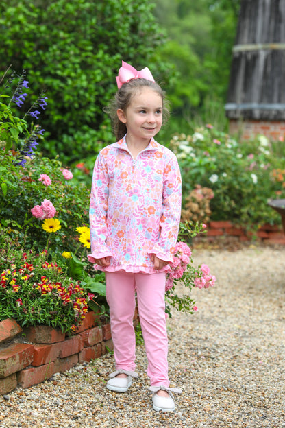 Poppy Floral Ruffle Pullover Pants Set - Children's Floral Pants Set