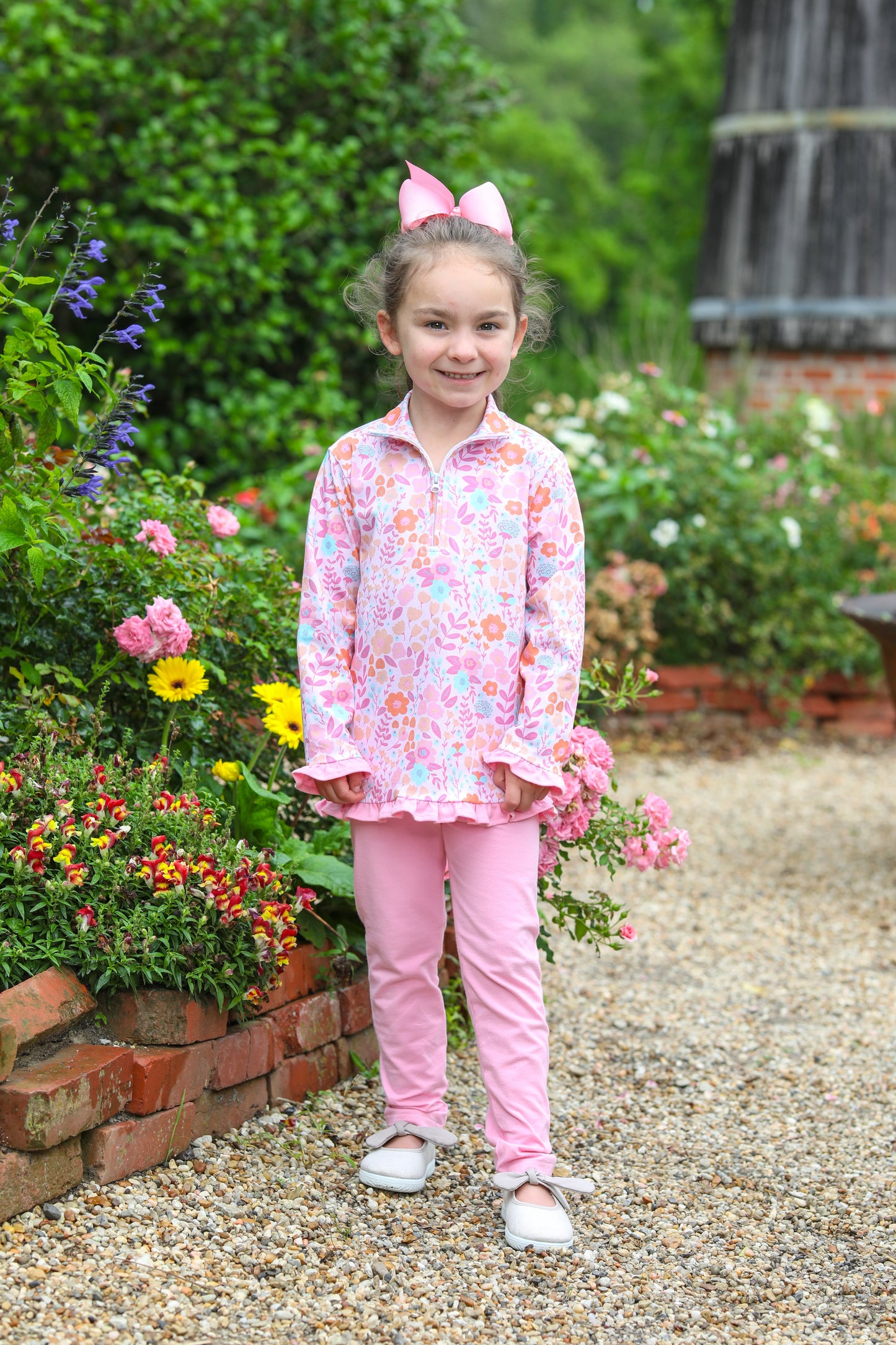 Poppy Floral Ruffle Pullover Pants Set - Children's Floral Pants Set