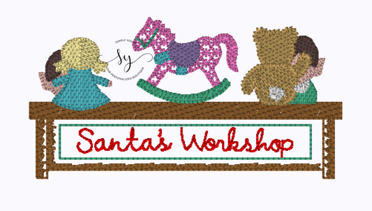 Christmas Santa Workshop Girl Sketch Embroidery Design Option