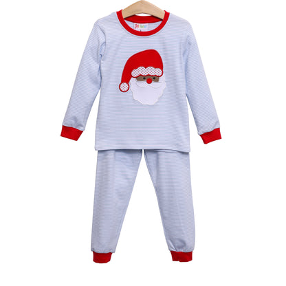 Santa Face (dark skin) Applique Embroidery PJ Set- 2023 Christmas PreOrder