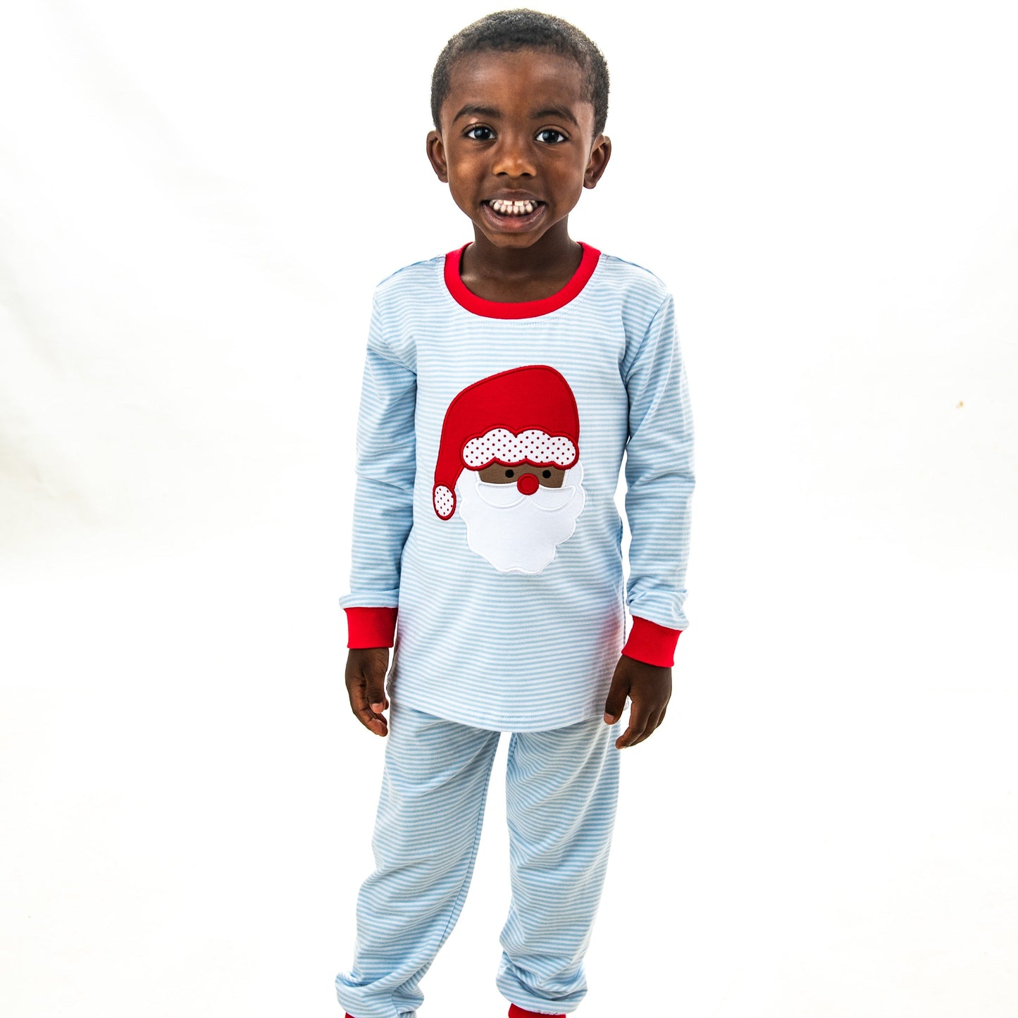 Santa Face (dark skin) Applique Embroidery PJ Set- 2023 Christmas PreOrder