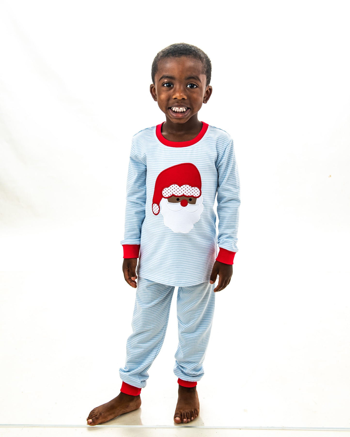 Santa Face (dark skin) Applique Embroidery PJ Set- 2023 Christmas PreOrder