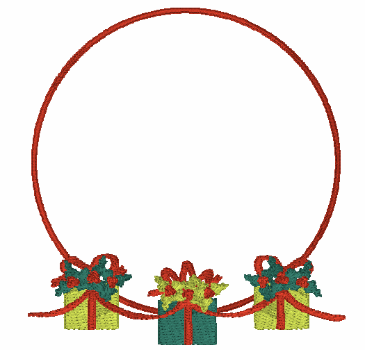 Christmas Present Monogram Frame Embroidery Design Option