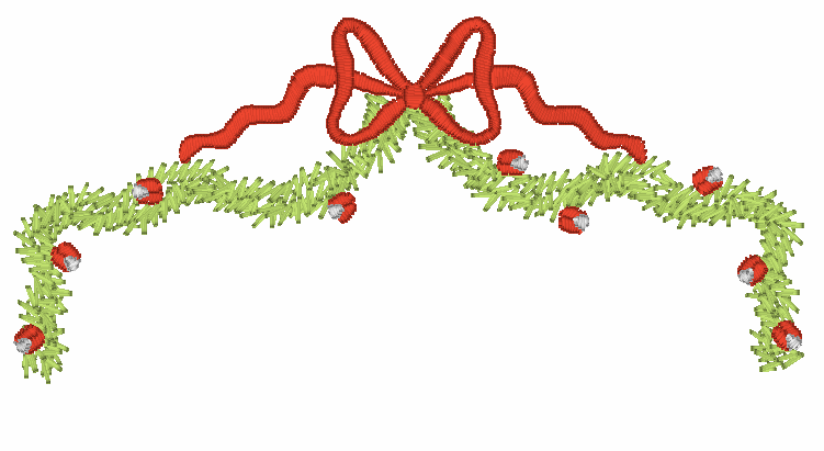 Christmas Garland/Ornaments with Bow Monogram Frame Embroidery Design Option