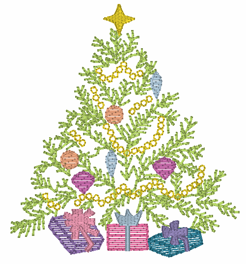 Dainty Christmas Tree Embroidery Design Option