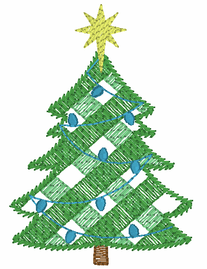 Christmas Tree Gingham Embroidery Design Option