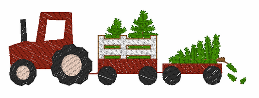 Christmas Tractor and Christmas Tree Embroidery Design Option