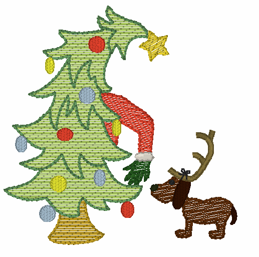 Christmas Tree Whimsical Boy Embroidery Design Option