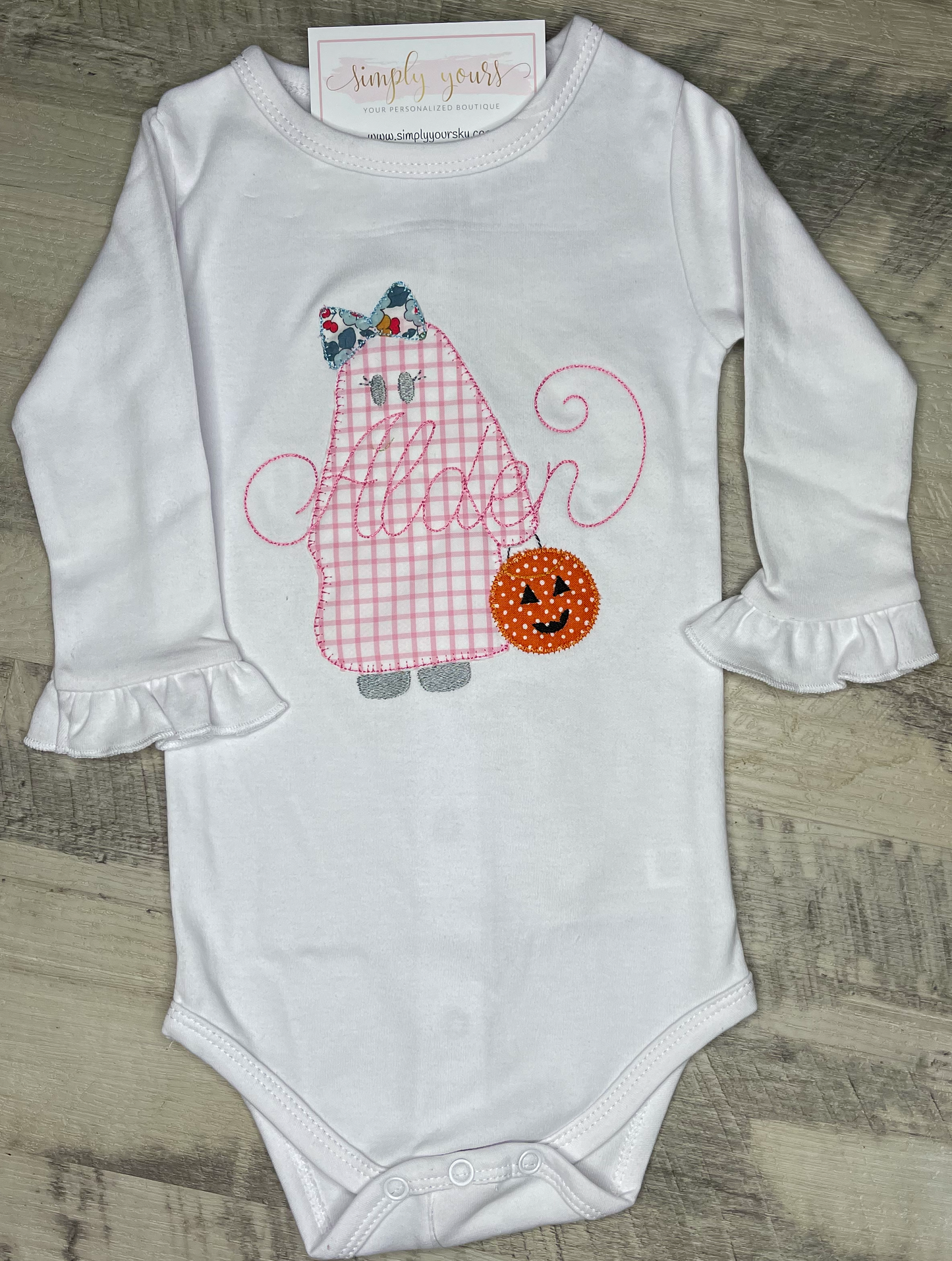 Girl Ghost Trick or Treater Applique Halloween Shirt