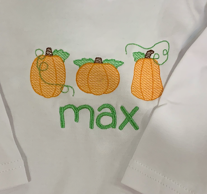 Pumpkin Trio Fall Embroidered Girl or Boy Shirt