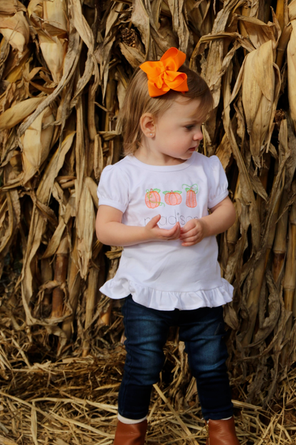 Pumpkin Trio Fall Embroidered Girl or Boy Shirt